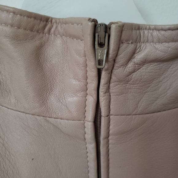 LUXURY VINTAGE Dominic Bellissimo Genuine Leather Dusty Rose Dress - Picture 13 of 16